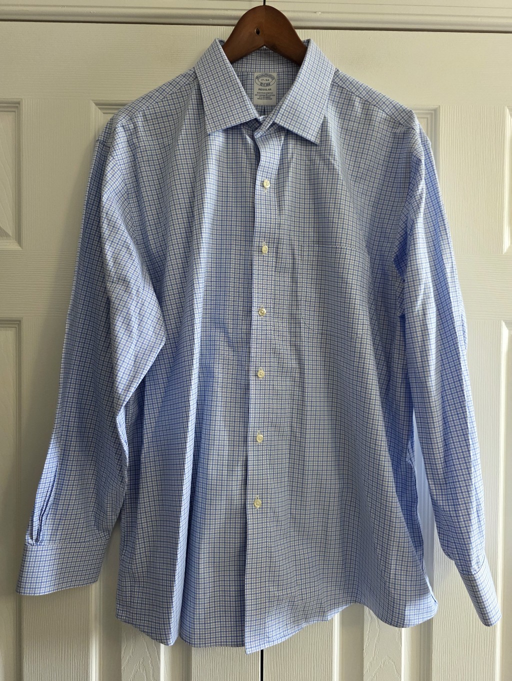 Brooks Brothers Men's Supima Cotton Regular Fit Dress Shirt Blue Size 17-34